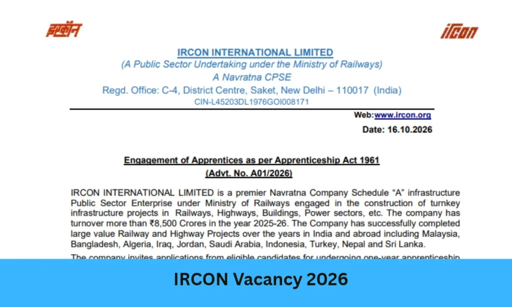 IRCON Vacancy 2026