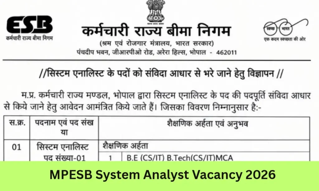 MPESB System Analyst Vacancy 2026