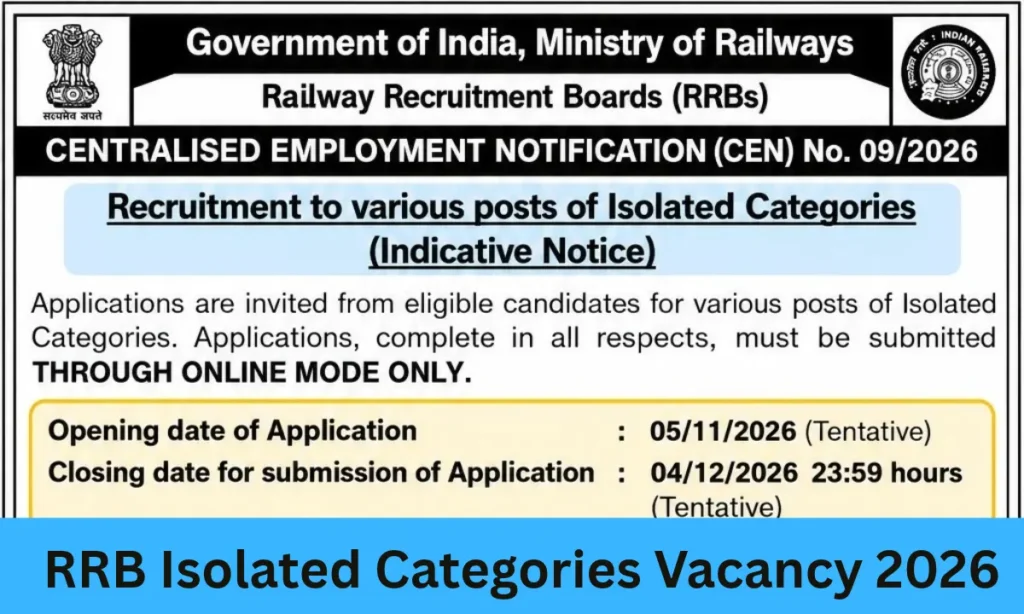 RRB Isolated Categories Vacancy 2026